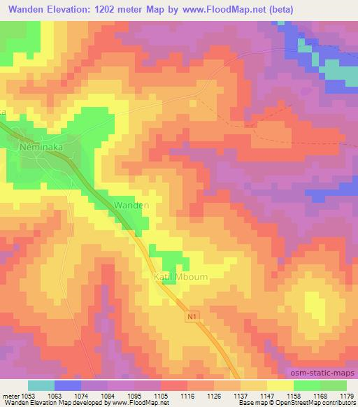 Wanden,Cameroon Elevation Map