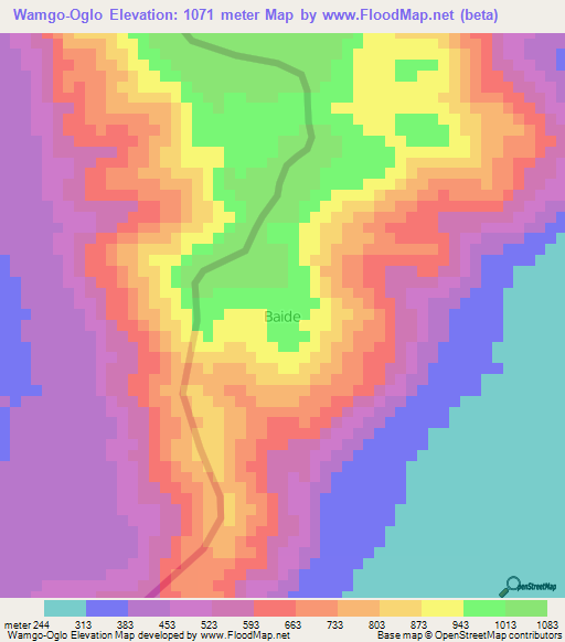 Wamgo-Oglo,Cameroon Elevation Map