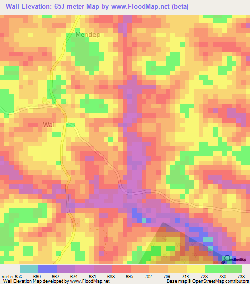 Wall,Cameroon Elevation Map