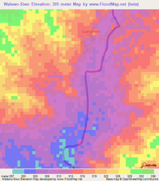 Walewo-Siwo,Cameroon Elevation Map