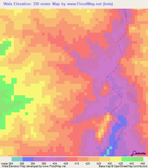 Wala,Cameroon Elevation Map