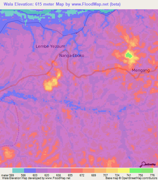 Wala,Cameroon Elevation Map