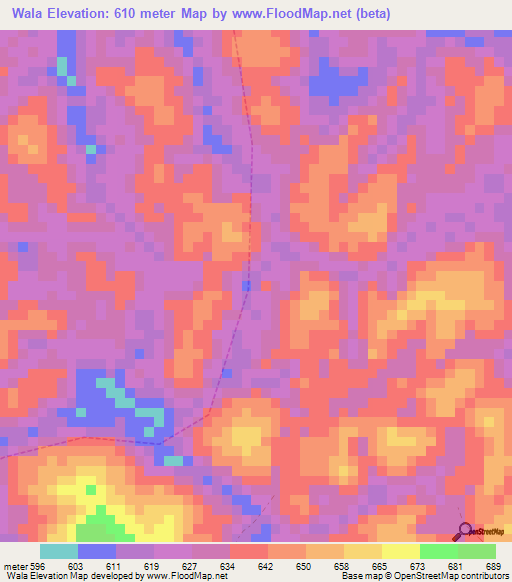 Wala,Cameroon Elevation Map