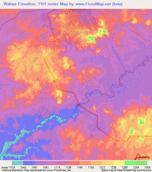 Wakwa,Cameroon Elevation Map