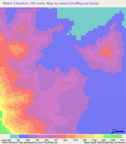 Wakiri,Cameroon Elevation Map