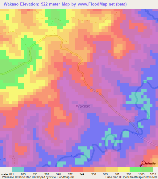 Wakaso,Cameroon Elevation Map