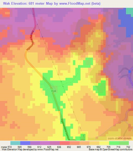 Wak,Cameroon Elevation Map