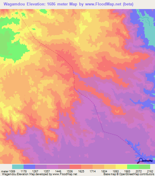 Wagamdou,Cameroon Elevation Map