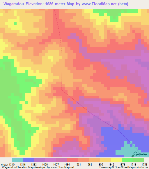 Wagamdou,Cameroon Elevation Map