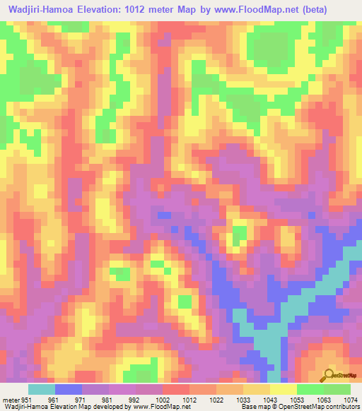 Wadjiri-Hamoa,Cameroon Elevation Map