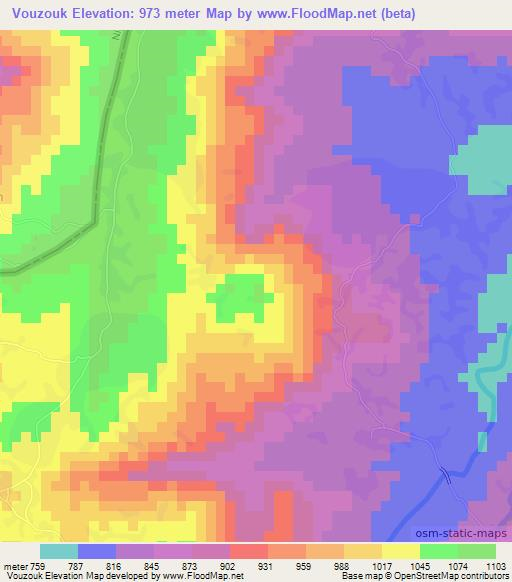 Vouzouk,Cameroon Elevation Map