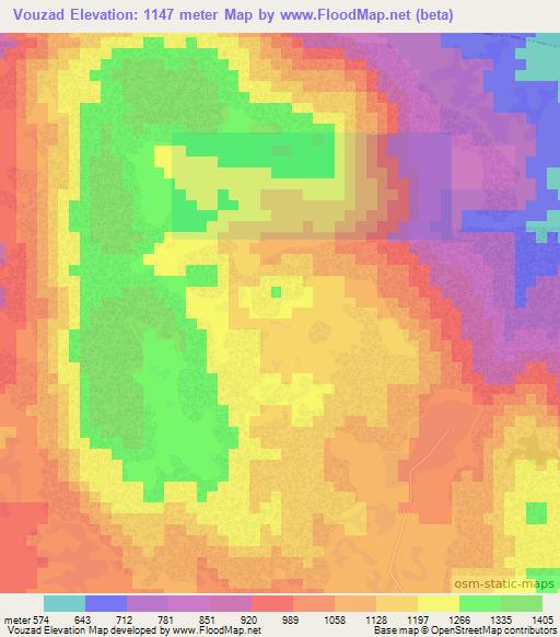 Vouzad,Cameroon Elevation Map