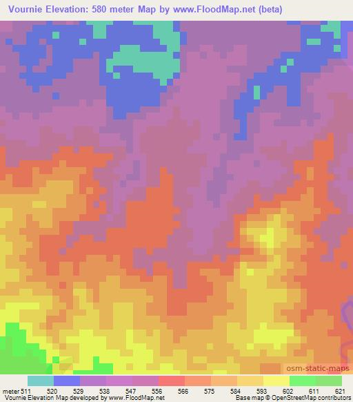 Vournie,Cameroon Elevation Map