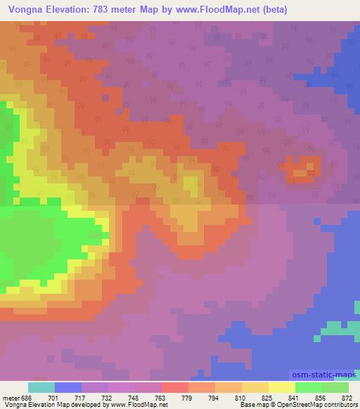 Vongna,Cameroon Elevation Map