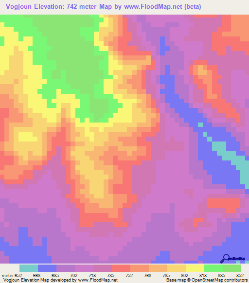 Vogjoun,Cameroon Elevation Map