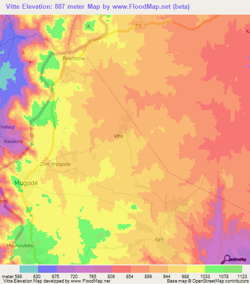 Vitte,Cameroon Elevation Map