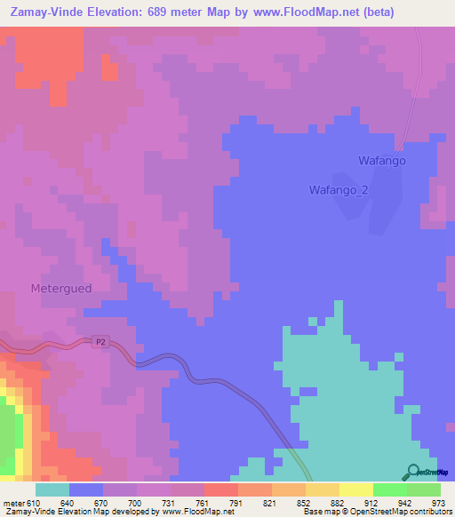 Zamay-Vinde,Cameroon Elevation Map