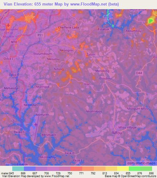 Vian,Cameroon Elevation Map