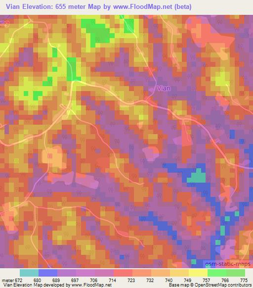 Vian,Cameroon Elevation Map