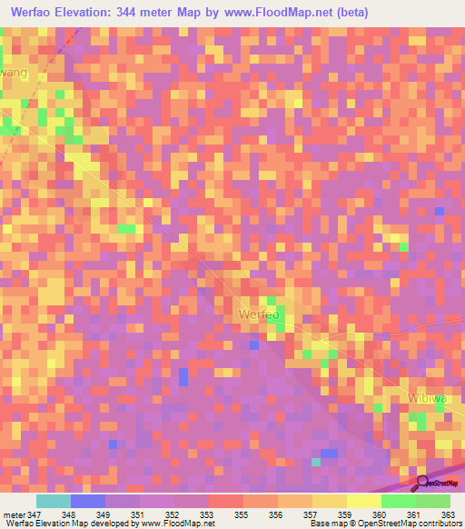 Werfao,Cameroon Elevation Map