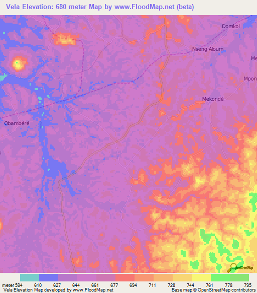 Vela,Cameroon Elevation Map