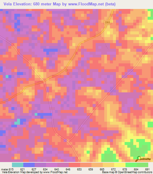 Vela,Cameroon Elevation Map