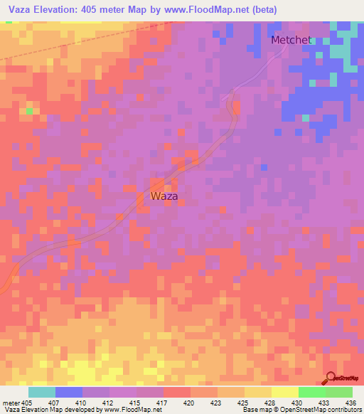 Vaza,Cameroon Elevation Map