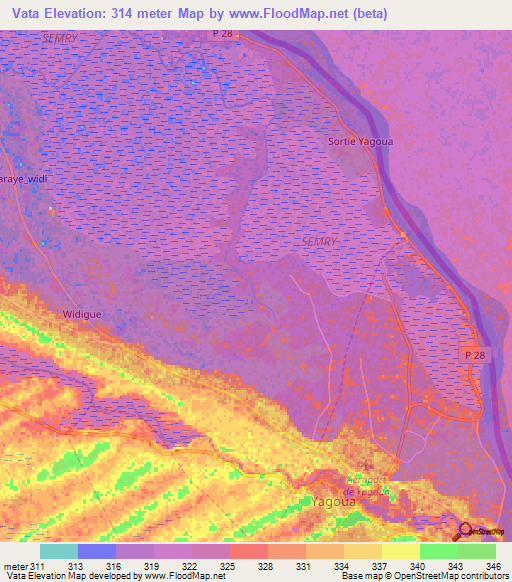 Vata,Cameroon Elevation Map