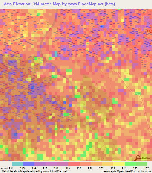 Vata,Cameroon Elevation Map