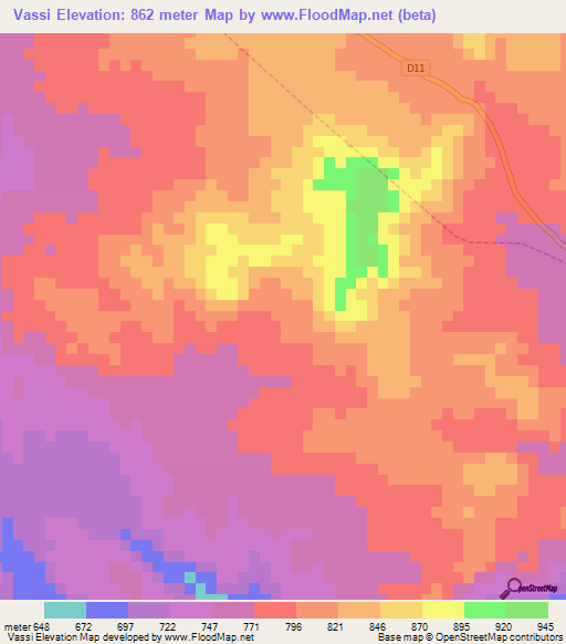 Vassi,Cameroon Elevation Map