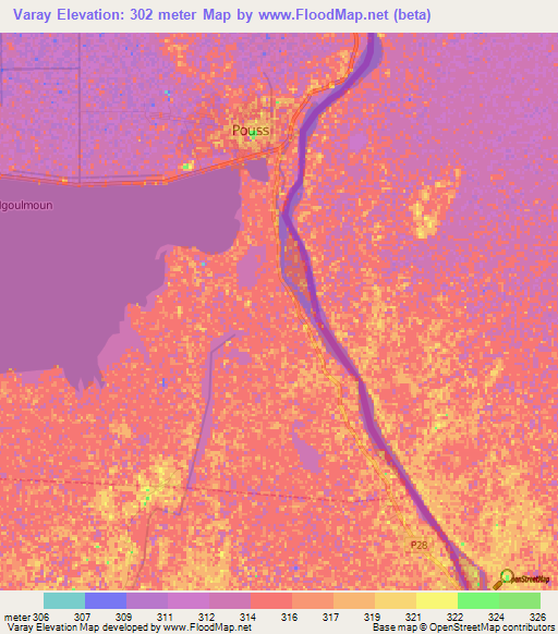 Varay,Cameroon Elevation Map