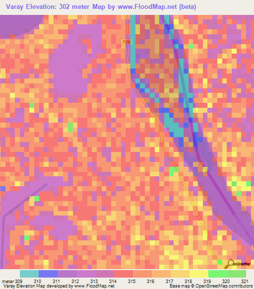 Varay,Cameroon Elevation Map