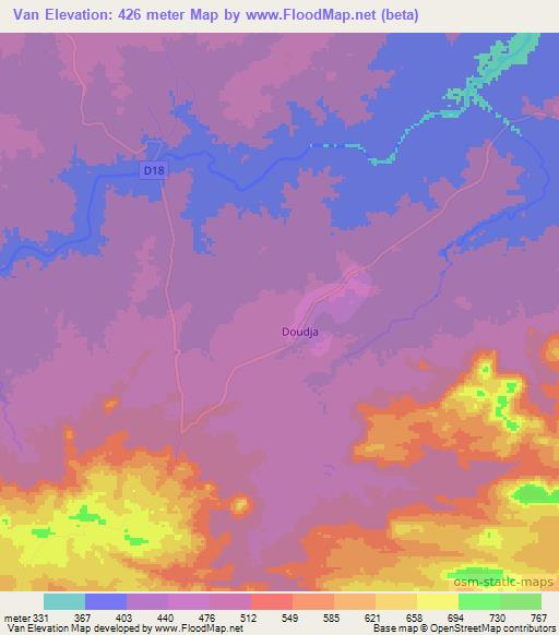 Van,Cameroon Elevation Map