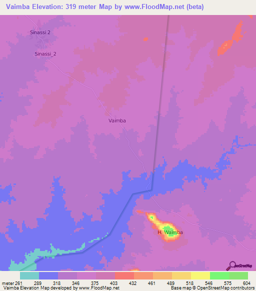 Vaimba,Cameroon Elevation Map