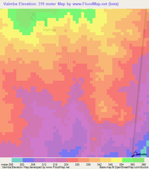 Vaimba,Cameroon Elevation Map