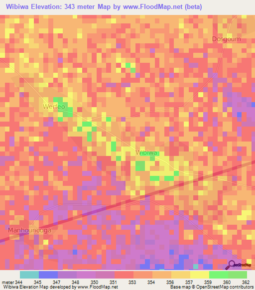 Wibiwa,Cameroon Elevation Map