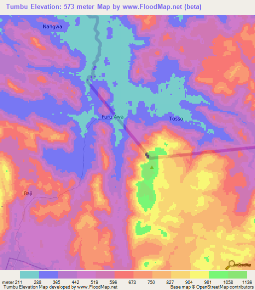 Tumbu,Cameroon Elevation Map