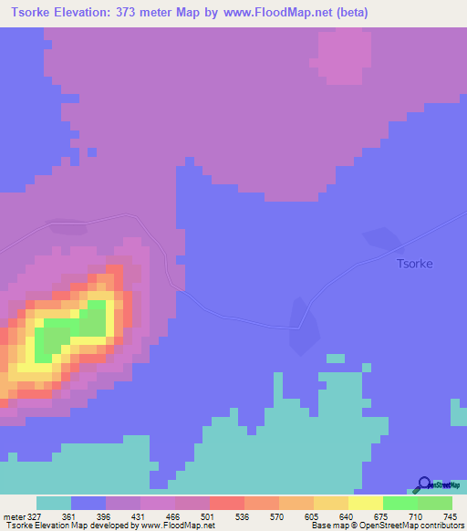 Tsorke,Cameroon Elevation Map