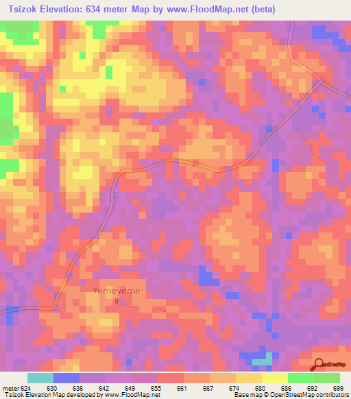 Tsizok,Cameroon Elevation Map