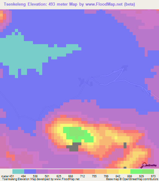 Tsenkeleng,Cameroon Elevation Map