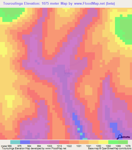 Touroulinga,Cameroon Elevation Map