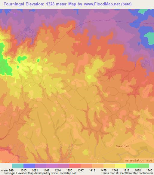 Tourningal,Cameroon Elevation Map