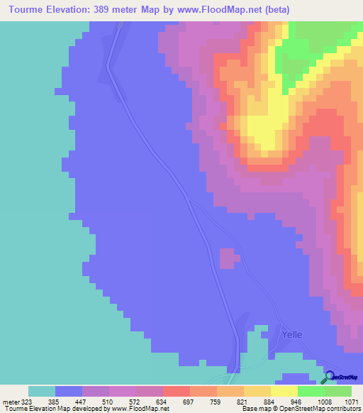 Tourme,Cameroon Elevation Map