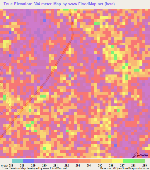 Toue,Cameroon Elevation Map