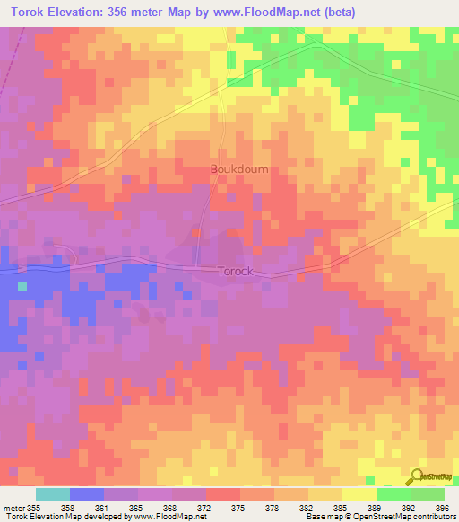 Torok,Cameroon Elevation Map