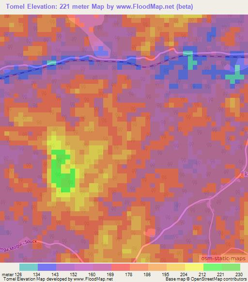 Tomel,Cameroon Elevation Map