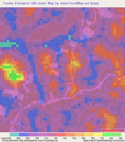 Tombo,Cameroon Elevation Map