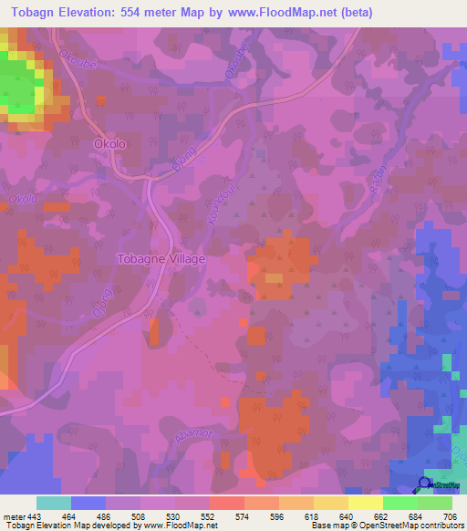 Tobagn,Cameroon Elevation Map