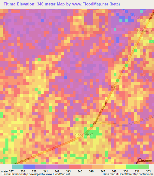 Titima,Cameroon Elevation Map