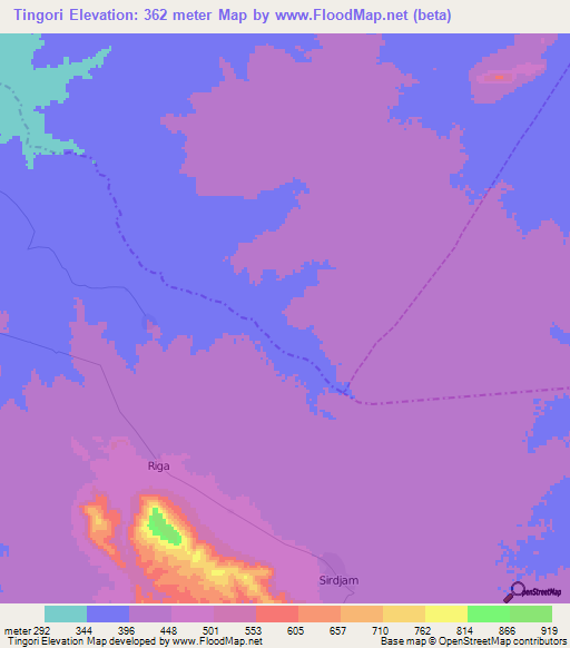 Tingori,Cameroon Elevation Map